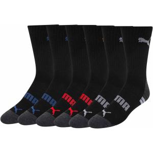 imagePUMA mens 6 Pack Crew SocksBlack Color Logos