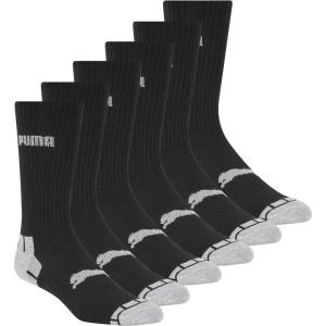 imagePUMA mens 6 Pack Crew SocksBlackGrey