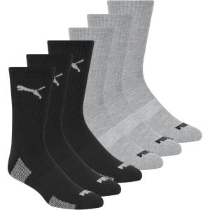 imagePUMA mens 6 Pack Crew SocksBlackGrey Combo