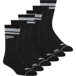 imagePUMA mens 6 Pack Crew SocksBlackGrey Detail