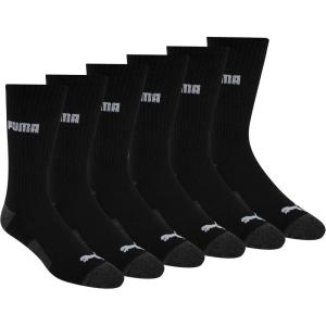 imagePUMA mens 6 Pack Crew SocksBlackGrey Logo