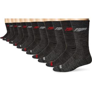 imagePUMA mens 6 Pack Crew SocksBlackRed