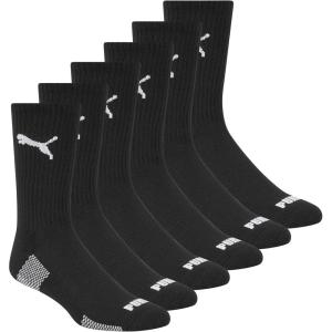 imagePUMA mens 6 Pack Crew SocksBlackWhite