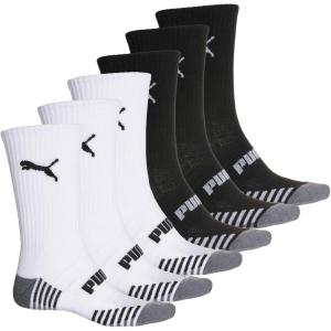 imagePUMA mens 6 Pack Crew SocksWhite  Black