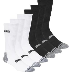 imagePUMA mens 6 Pack Crew SocksWhiteBlackGrey