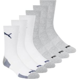 imagePUMA mens 6 Pack Crew SocksWhiteGrey