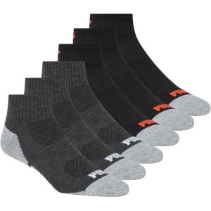 imagePUMA mens 6 Pack Quarter Crew SocksBlackDark Grey
