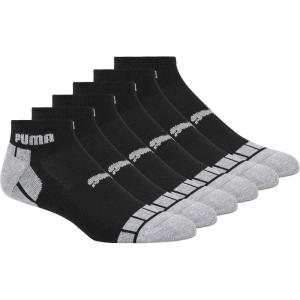 imagePUMA mens 6 Pack Quarter Crew SocksBlackGrey