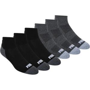 imagePUMA mens 6 Pack Quarter Crew SocksBlackGrey Combo