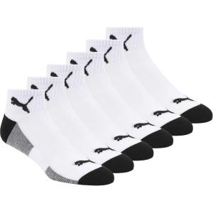 imagePUMA mens 6 Pack Quarter Crew SocksWhiteBlack
