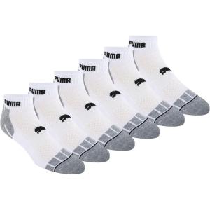 imagePUMA mens 6 Pack Quarter Crew SocksWhiteGreyBlack Detail