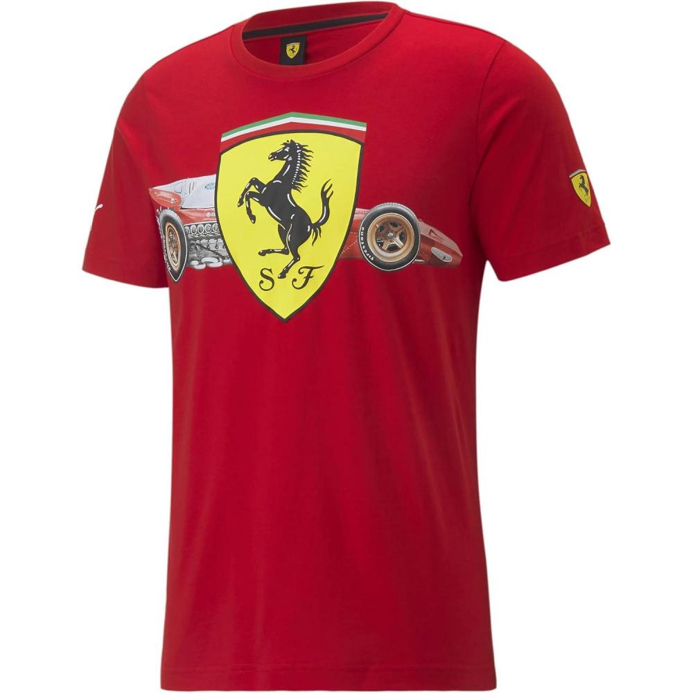 imagePUMA Mens Standard Scuderia Ferrari Race Heritage Big Shield TeeRosso Corsa